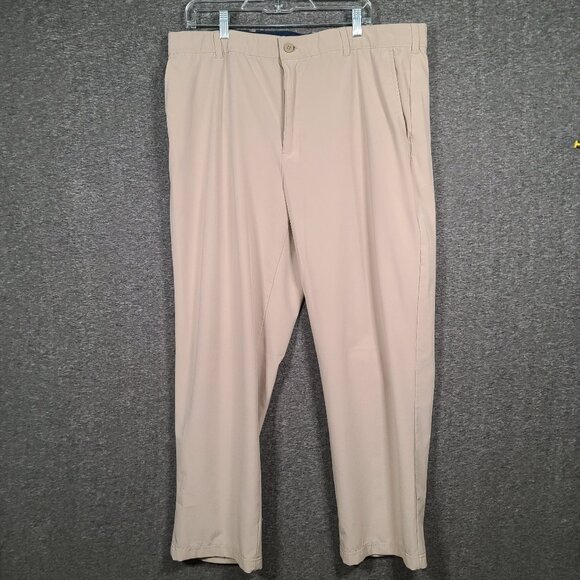 Izod Golf Men's 40x30 Beige Flat Front Stretch Performance Golf Pants - Picture 1 of 16